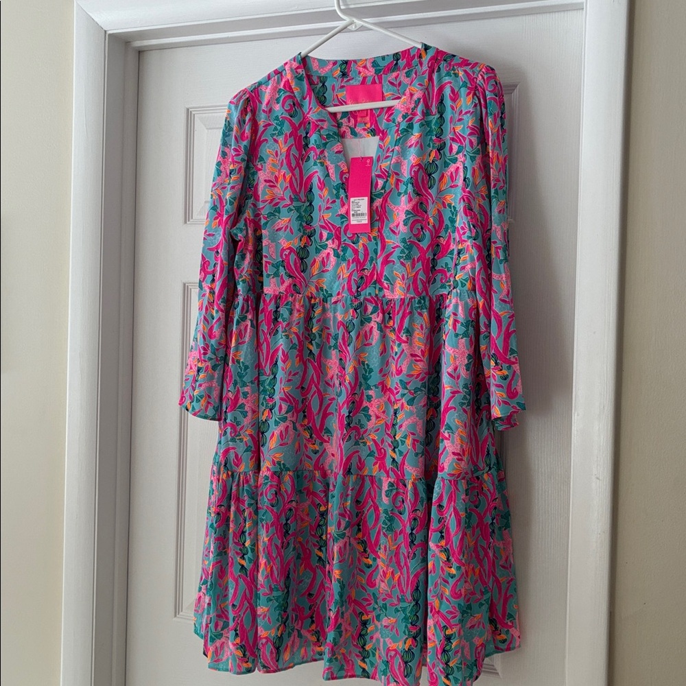 Lilly Pulitzer Pink and Blue Long Sleeve Dress